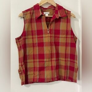 4/$20! Vintage Plaid Zip Up Sleeveless Shirt